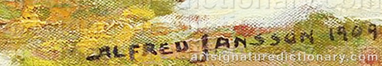 Authentic signature by Alfred JANSSON on Painting/Watercolour artwork