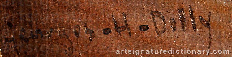 Authentic signature by Georges Hippolyte DILLY on  artwork