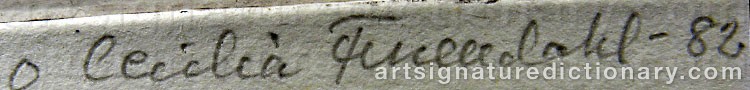 Authentic signature by Cecilia FRISENDAHL on artwork