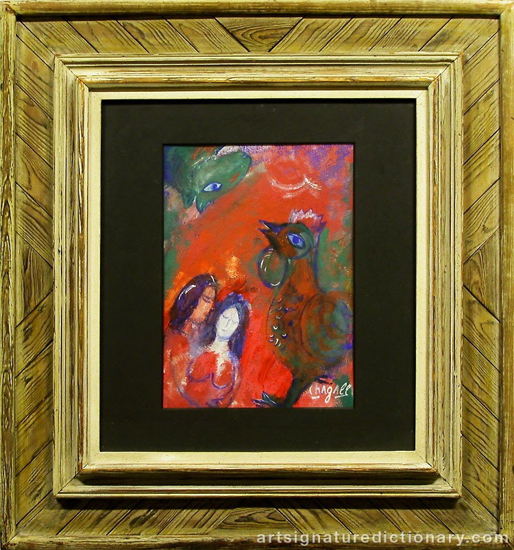 Close-up details showing Marc CHAGALL signature forgery characteristics