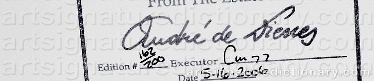 Authentic signature by André De DIENES on  artwork