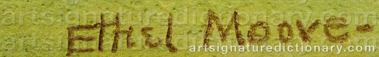 Authentic signature by Ethel MOORE on  artwork