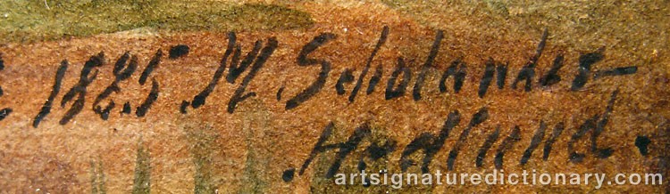 Authentic signature by Maria SCHOLANDER-HEDLUND on  artwork