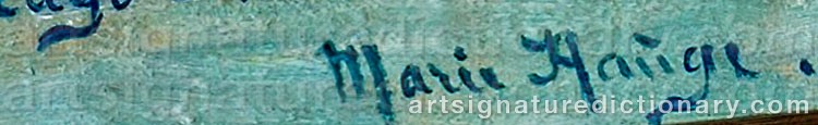 Authentic signature by Marie HAUGE on  artwork