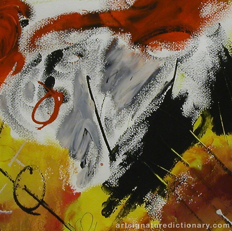 Close-up details showing Antoni TAPIES signature forgery characteristics