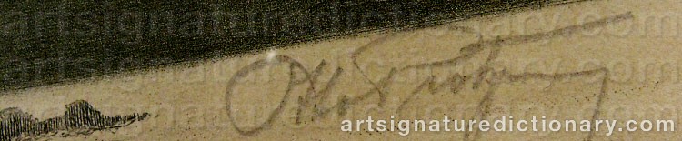 Authentic signature by Otto PROTZEN on artwork