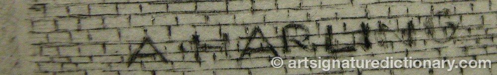 Authentic signature by Alexander HARLING on artwork