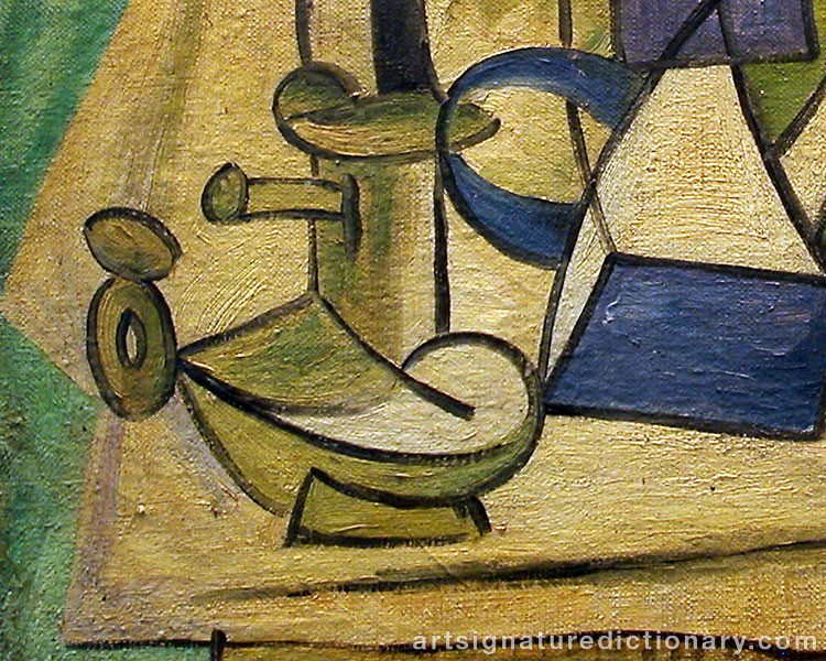 Close-up details showing Pablo PICASSO signature forgery characteristics