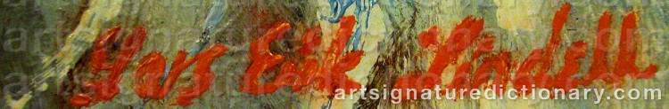 Authentic signature by Lars Erik LINDELL on artwork
