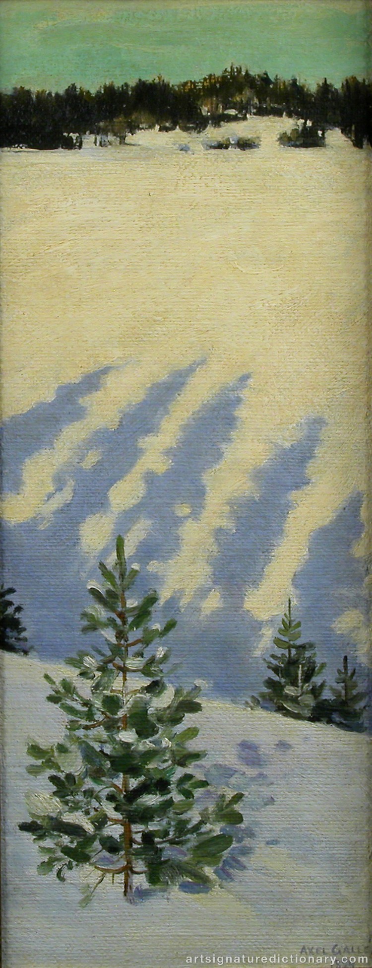 Close-up details showing Akseli GALLEN-KALLELA signature forgery characteristics