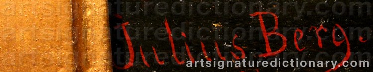 Authentic signature by Adolf Julius BERG on Painting/Watercolour artwork