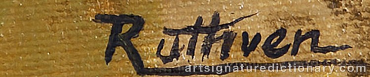 Authentic signature by Jerry RUTHVEN on Painting/Watercolour artwork