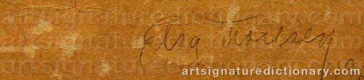 Authentic signature by Else THORESEN on artwork