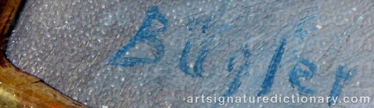 Authentic signature by Bror BÜGLER on  artwork