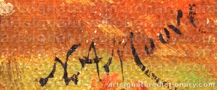 Authentic signature by Nelson Augustus MOORE on Painting/Watercolour artwork