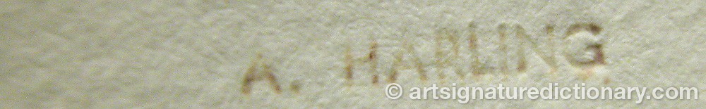 Authentic signature by Alexander HARLING on artwork
