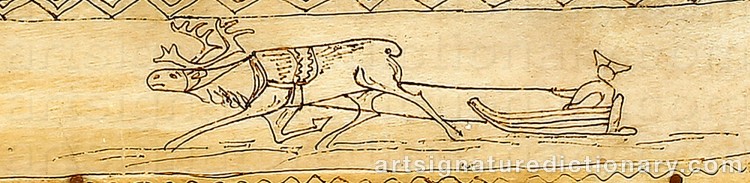 Authentic signature by Johanni (Sami Artist) LAURI on  artwork