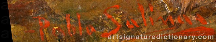 Authentic signature by Juan Pablo SALINAS on  artwork