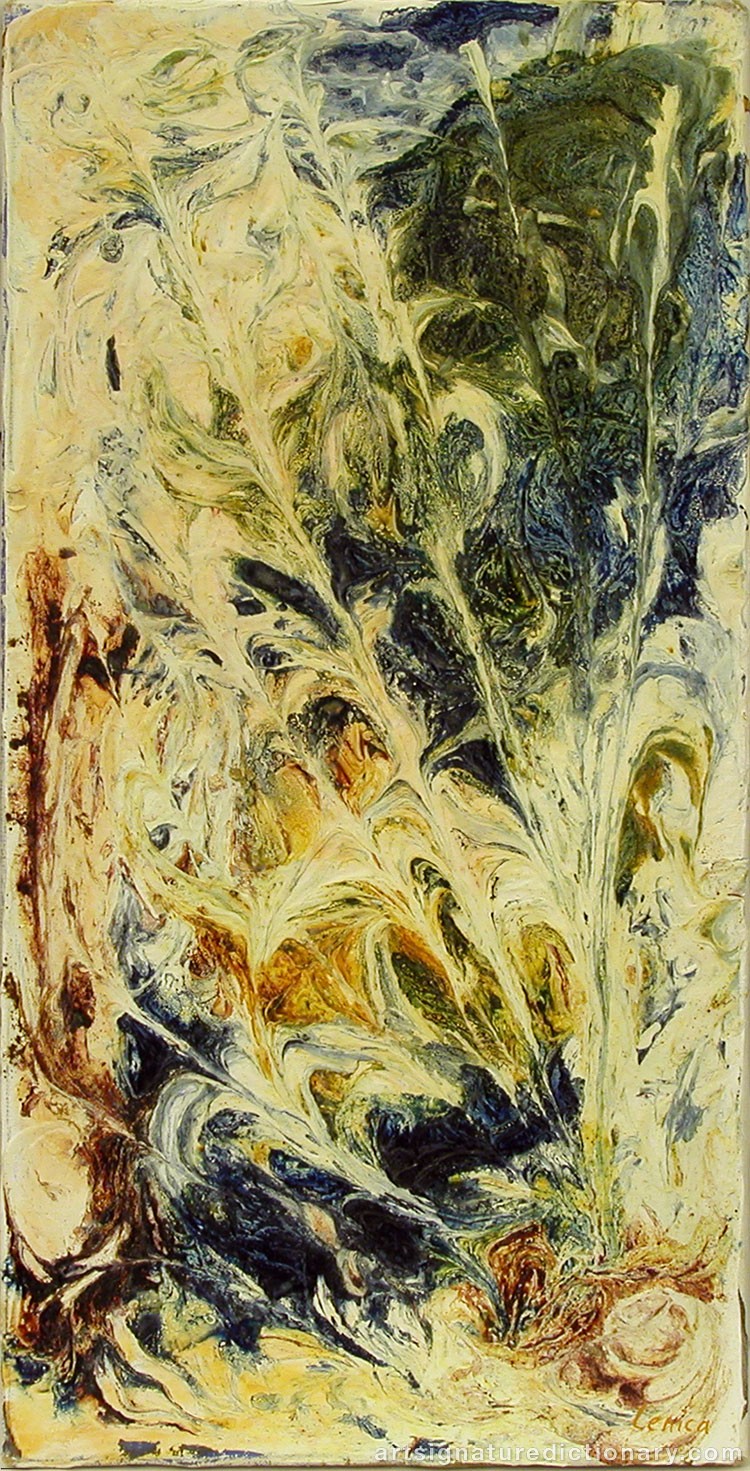 Close-up details showing Alfred LENICA signature forgery characteristics