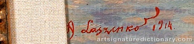 Authentic signature by Aleksander LASZENKO on  artwork