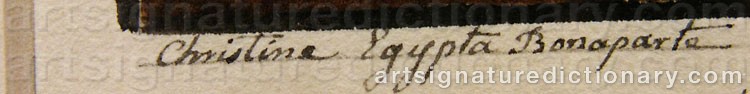 Authentic signature by Christine Alexandrine Egypta BONAPARTE on  artwork