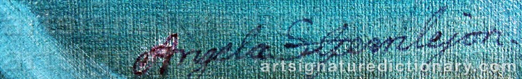 Authentic signature by Angela STJERNLEJON on  artwork