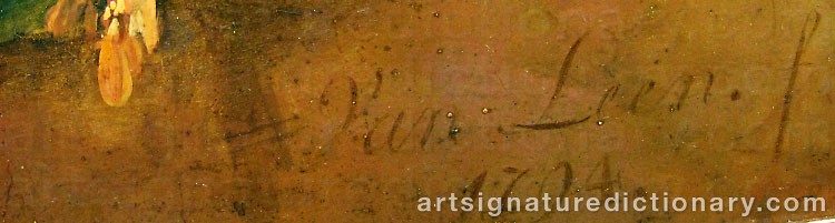 Authentic signature by Willem Van LEEN on  artwork