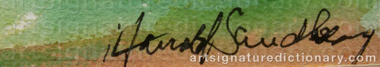 Authentic signature by Harald SANDBERG on artwork