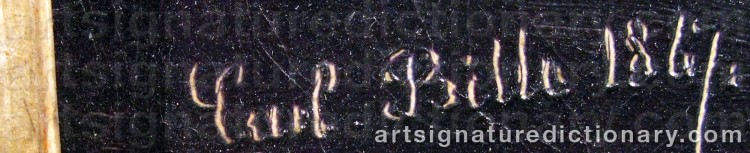 Authentic signature by Carl Ludwig BILLE on Painting/Watercolour artwork