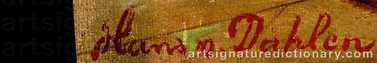 Authentic signature by Hans DAHLEN on  artwork