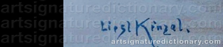 Authentic signature by Liesl KINZEL on  artwork