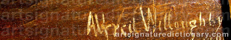 Authentic signature by Alfred WILLOUGHBY on  artwork