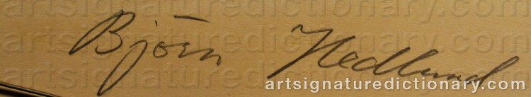 Authentic signature by Björn HEDLUND on  artwork