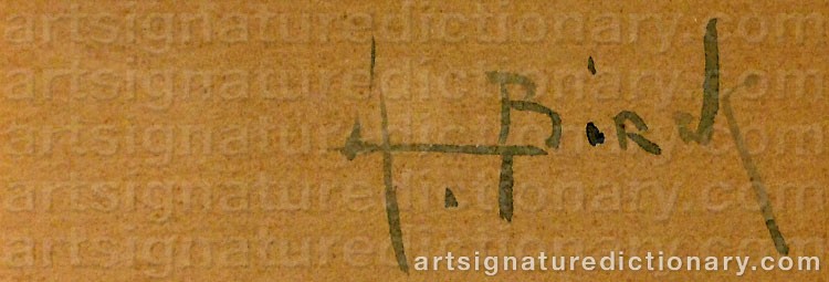 Authentic signature by Alphonse BIRCK on  artwork