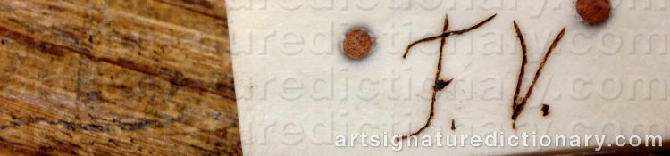 Authentic signature by F V on  artwork