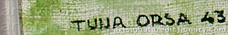 Authentic signature by TUIJA ORSA on  artwork