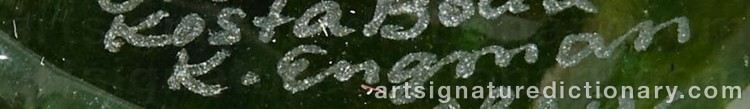 Authentic signature by Kjell ENGMAN on Ceramic/Glass artwork