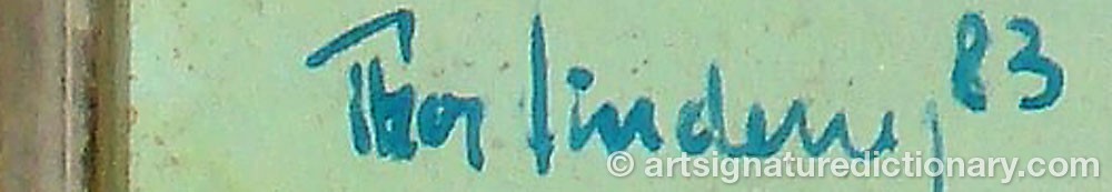 Authentic signature by Thor LINDENEG on  artwork