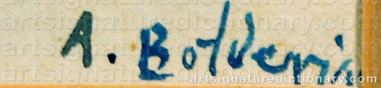 Authentic signature by A. BOTVERIA on  artwork