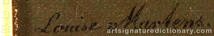 Authentic signature by Louise Henriette Von MARTENS on  artwork
