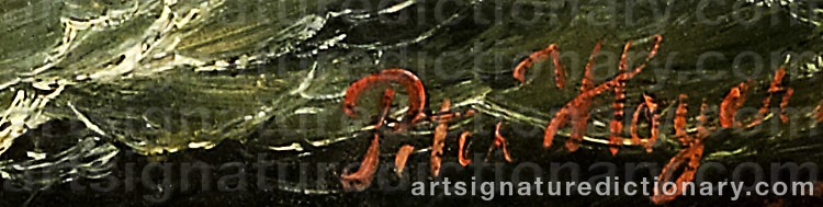 Authentic signature by Peter Julius HOYER on  artwork