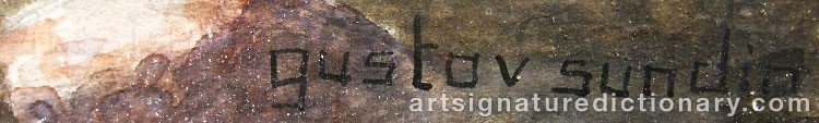Authentic signature by Gustav SUNDIN on Painting/Watercolour artwork