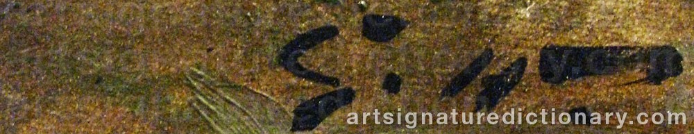 Authentic signature by Georges Louis HYON on  artwork
