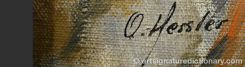 Authentic signature by Otto Rudolf HESSLER on  artwork