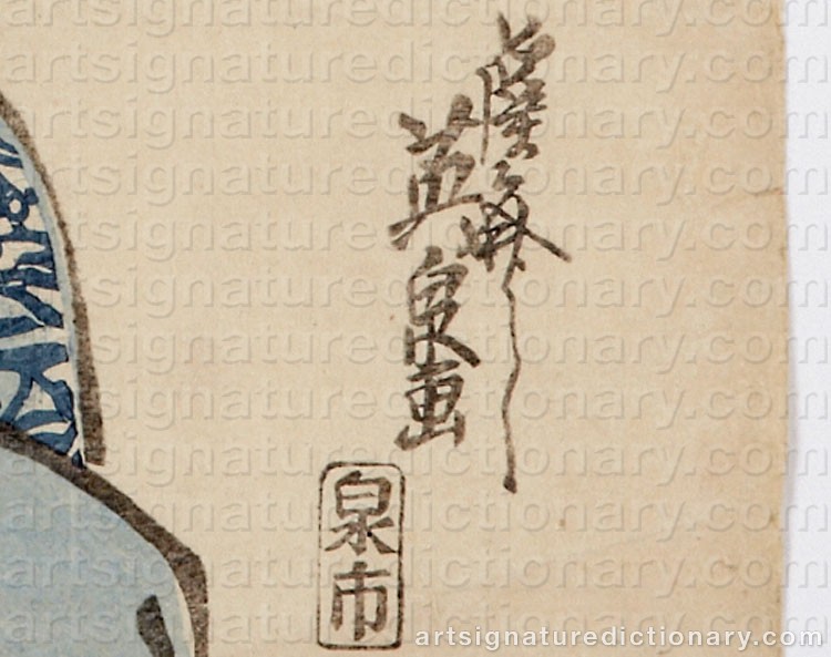 Authentic signature by Keisai EISEN on artwork