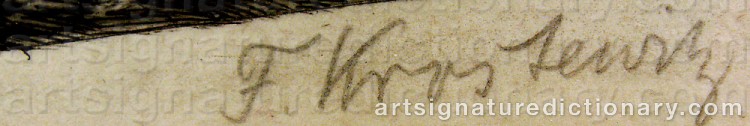 Authentic signature by Fritz KROSTEWITZ on  artwork