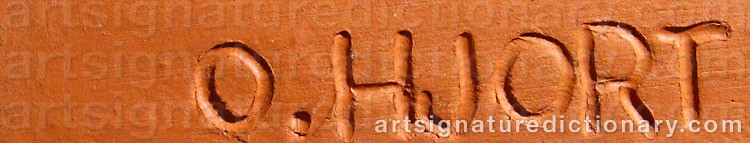 Authentic signature by Olof HJORT on artwork