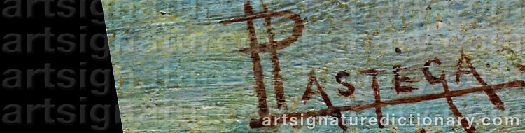 Authentic signature by Luigi PASTEGA on  artwork