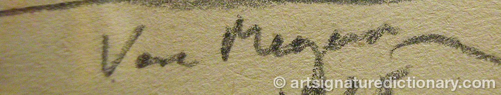 Authentic signature by Vera Helga MEYERSON on artwork