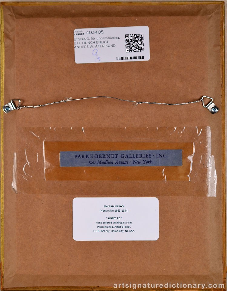 Close-up details showing Edvard MUNCH signature forgery characteristics